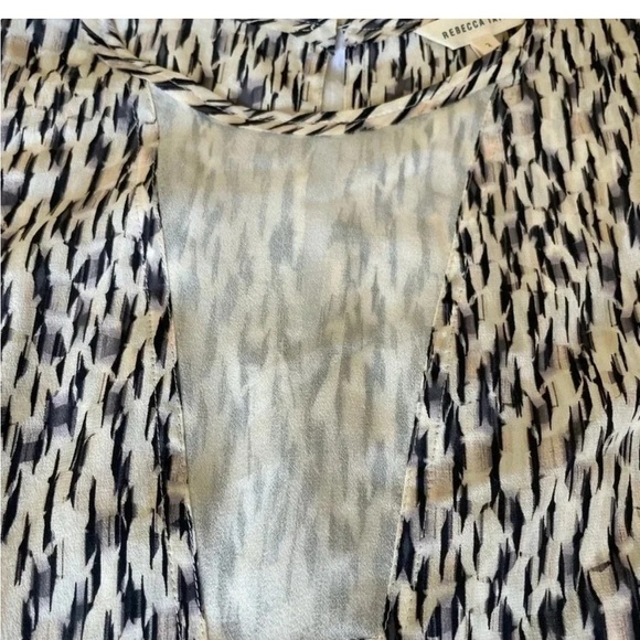 Rebecca Taylor Mirage silk  Black and beige Sleeveless Cut Out Blouse - Picture 4 of 12